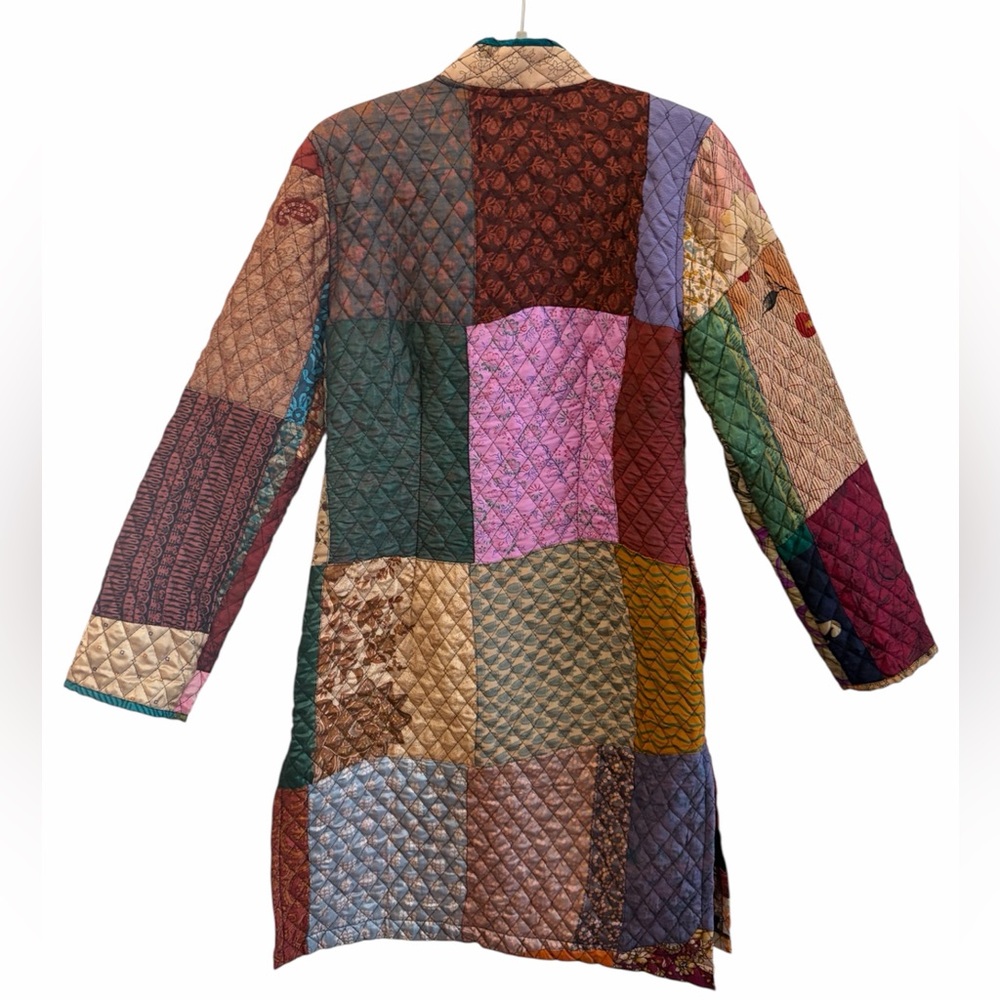 Sacred Threads Patchwork Quilted Longline Militar… - image 2